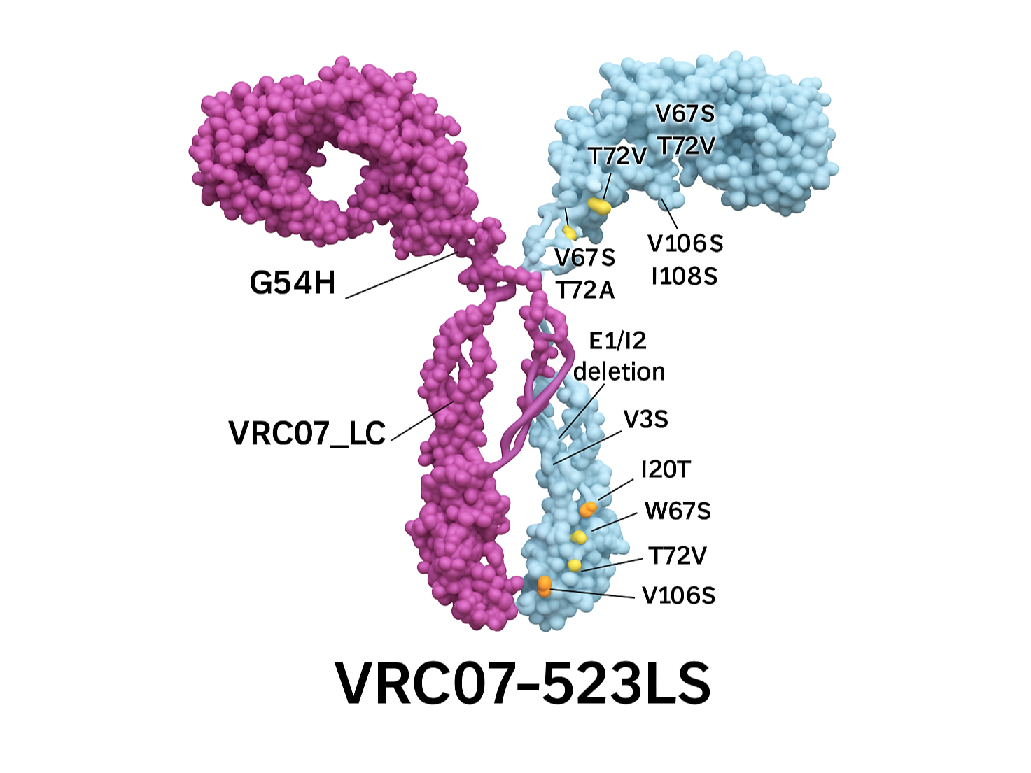 3D structural illustration of VRC07-523LS