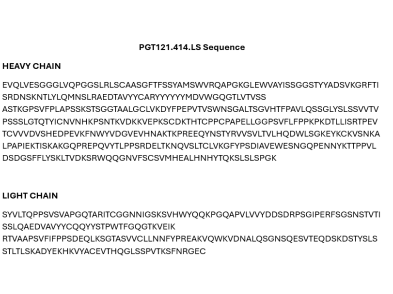 Sequencing of PGT121.414.LS (generated based on PGT121 sequencing)